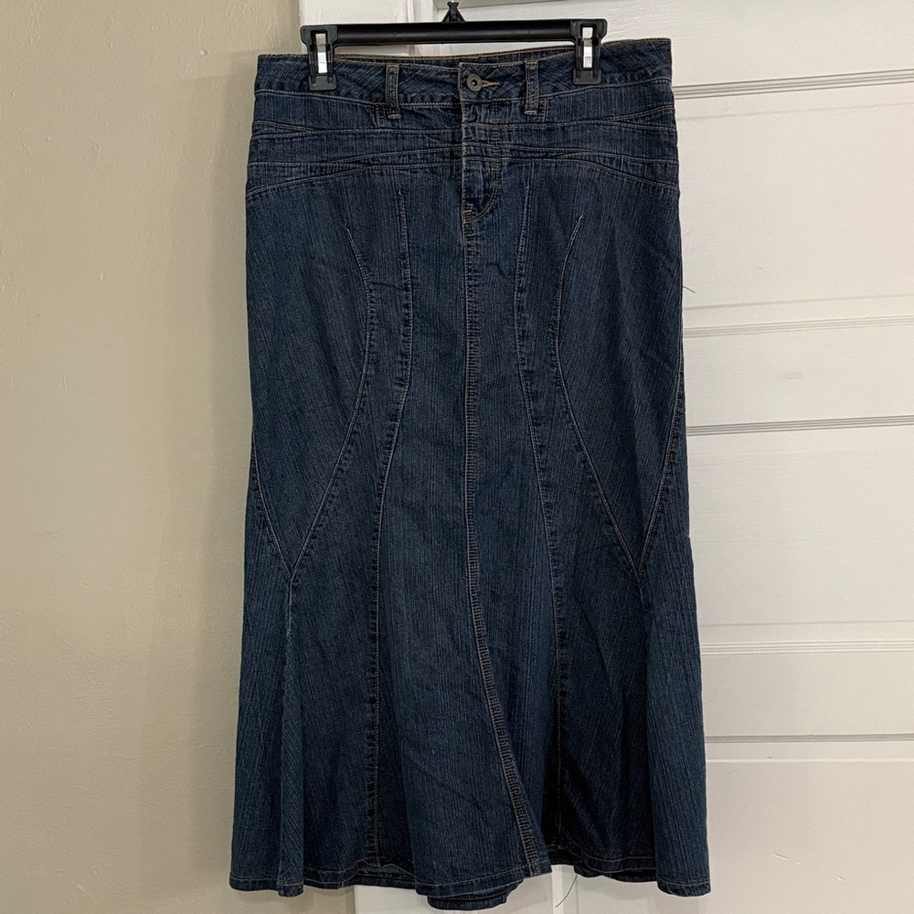 Cato Dark Blue Jean Denim Midi Skirt Sz 10